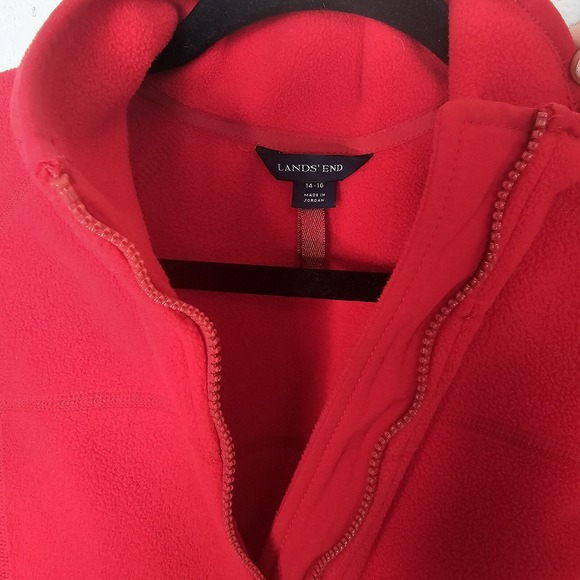 Lands End Polartec Fleece Jacket Womens Large 14/16 Winter Cozy Warm Ski Red - Picture 4 of 10